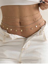 4Pcs Heart Rhinestone Decor Multilayer Waist Chain -  