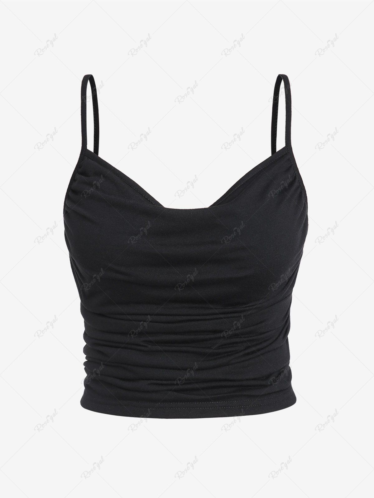 Fancy Plus Size Draped Ruched Open Back Crop Top  