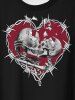 T-shirt Ombre à Motif Squelette avec Coeur Saint-Valentin Grande Taille - Rouge 