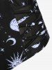 Plus Size High Rise Sun Moon Print Swim Bikini Briefs -  