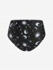 Plus Size High Rise Sun Moon Print Swim Bikini Briefs -  