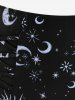 Plus Size High Rise Sun Moon Print Swim Bikini Briefs -  