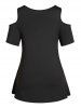 Plus Size Cold Shoulder Cut Out Butterfly Chain Embellishment T Shirt -  