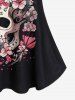 Gothic Floral Skull Print Cold Shoulder Top -  