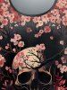 Gothic Floral Skull Print Short Sleeve T-shirt -  