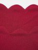 Plus Size Plain Color Scalloped Scoop Neck Half Sleeve Casual T Shirt -  