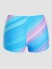 Ensemble de Bikini de Bain Tankini Croisé Modeste Rembourré Rayé Imprimé Swimwear de Vacance - Bleu XL