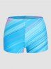 Ensemble de Bikini de Bain Tankini Croisé Modeste Rembourré Rayé Imprimé Swimwear de Vacance - Bleu XL