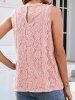 Flower Lace Panel Plain Color V Neck Scalloped Casual Tank Top -  