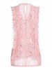 Flower Lace Panel Plain Color V Neck Scalloped Casual Tank Top -  