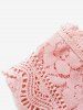 Flower Lace Panel Plain Color V Neck Scalloped Casual Tank Top -  