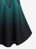 Plus Size Feathers Printed Ombre Cold Shoulder T-shirt -  