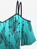 Plus Size Feathers Printed Ombre Cold Shoulder T-shirt -  