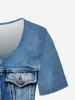 Plus Size 3D Denim Paint Splatter Printed Tee -  