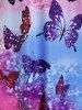 Plus Size Tie Dye Butterfly Print Lace Insert Keyhole T-shirt -  