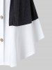 Plus Size & Curve Buckles Two Tone Mock Button Tank Top -  