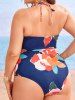 Maillot de Bain Une-Pièce Découpé à Imprimé Fleur Colorée de Grande Taille - Multi 3XL