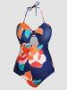 Maillot de Bain Une-Pièce Découpé à Imprimé Fleur Colorée de Grande Taille - Multi 3XL