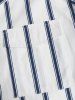 Colorblock Flap Pocket Design Short Sleeves Striped Shirt -  
