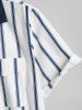 Chemise Rayée en Blocs de Couleurs avec Poche à Rabat Design à Manches Courtes - Bleu profond XXL