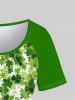 Plus Size St Patrick's Day Clovers Raglan Sleeves Tee - Vert 5x | US 30-32