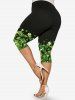 Plus Size St Patrick's Day Clovers Printed Capri Leggings -  