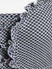 Plus Size Plaid Ruffles Long Sleeves T Shirt with Tie -  