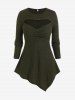 Plus Size Cut Out Ruched Asymmetrical Sweater -  