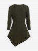 Plus Size Cut Out Ruched Asymmetrical Sweater -  