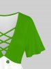 Plus Size Saint Patrick's Day Crisscross Strappy Printed T-shirt -  
