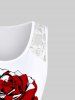Débardeur Panneau en Dentelle Rose Imprimée de Grande Taille - Rouge 1X | US 14-16