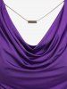 Plus Size Draped Ruched Cowl Neck Tank Top with Chain -  