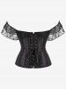 Gothic Off The Shoulder Lace Panel Lace-up Boning Corset Top -  