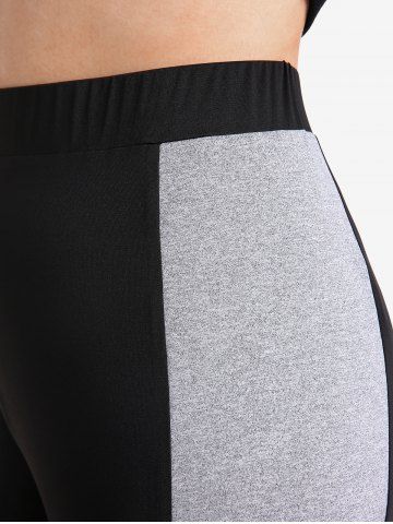 Plus Size Mesh Panel Colorblock Capri Leggings