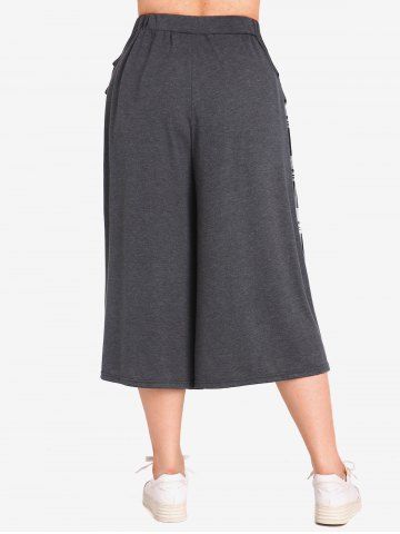 Plus Size Checked Panel Buckle Pleated Culotte Pants