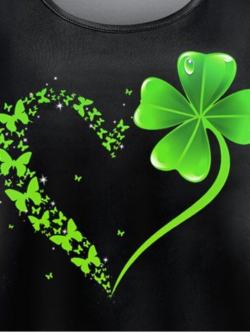 Plus Size St Patrick's Day Clovers Heart Printed Short Sleeves Tee