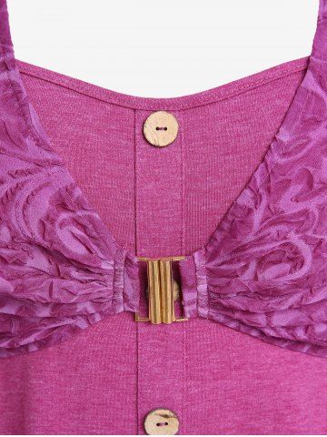 Plus Size Crinkly Panel Buttoned 2 In 1 Top