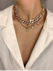 Collier Papillon Décoré de Strass 2 Pièces - d'or 