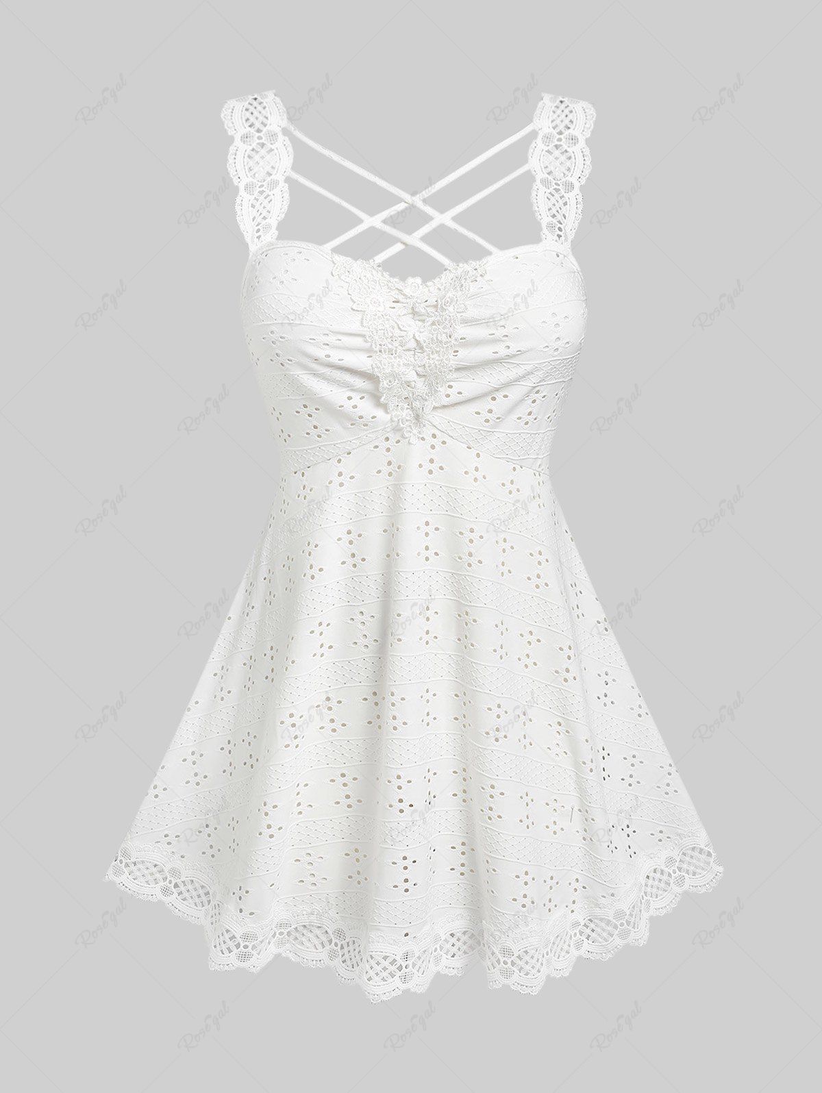 Outfit Plus Size & Curve Crisscross Broderie Anglaise Tank Top  