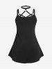 Gothic Strappy O Ring Tank Top and Lace-up Garter Shorts Outfit -  