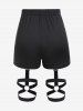 Gothic Strappy O Ring Tank Top and Lace-up Garter Shorts Outfit -  