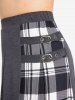 Pantalon Culotte Plissé Bouclé Panneau à Carreaux de Grande Taille - Gris Foncé M | US 10