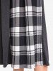Pantalon Culotte Plissé Bouclé Panneau à Carreaux de Grande Taille - Gris Foncé M | US 10