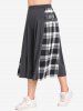Plus Size Checked Panel Buckle Pleated Culotte Pants -  