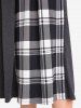 Plus Size Checked Panel Buckle Pleated Culotte Pants -  