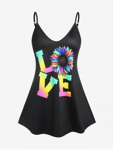 Plus Size & Curve Ombre LOVE Print Graphic Tank Top (Adjustable Straps)