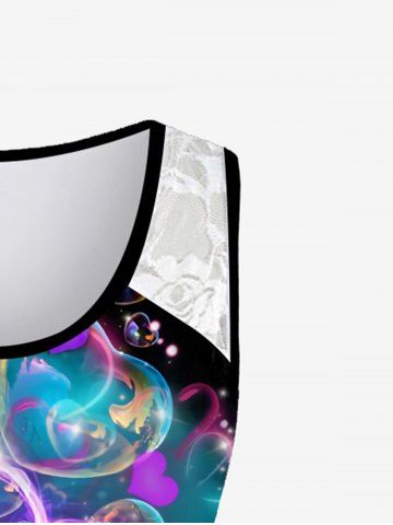 Plus Size Butterfly Heart Printed Lace Insert Tank Top