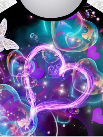 Plus Size Butterfly Heart Printed Lace Insert Tank Top