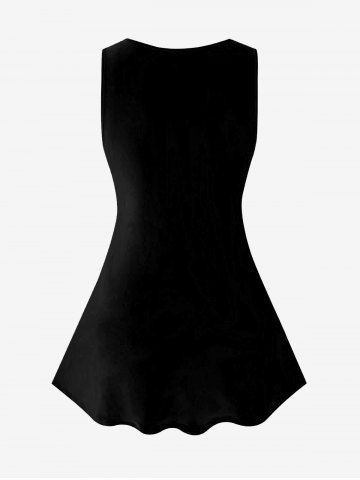 Plus Size Butterfly Heart Printed Lace Insert Tank Top