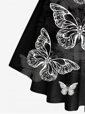 Plus Size Butterfly Printed Crisscross Short Sleeves Tee